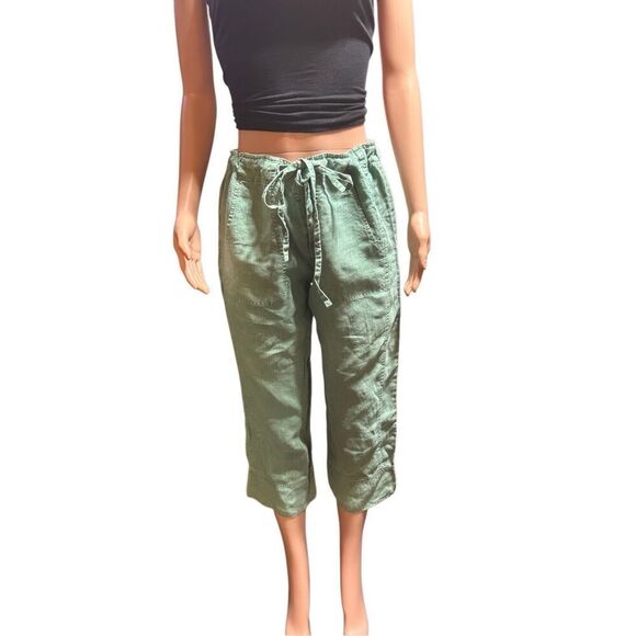 Pulp women mid rise linen crop capris pants L - Picture 4 of 6